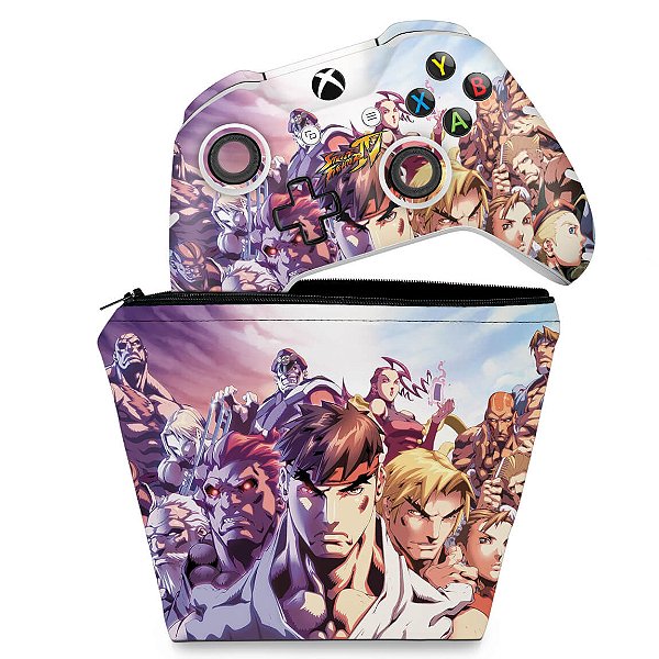 KIT Capa Case e Skin Xbox One Slim X Controle - Street Fighter