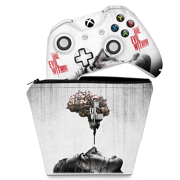 KIT Capa Case e Skin Xbox One Slim X Controle - The Evil Within