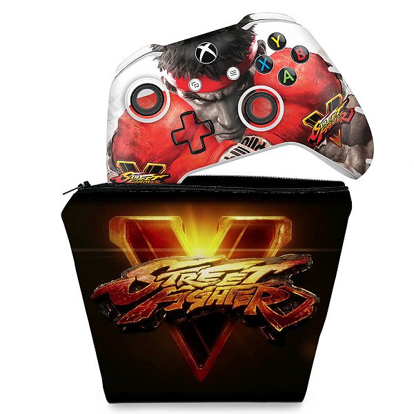 KIT Capa Case e Skin Xbox One Slim X Controle - Street Fighter V