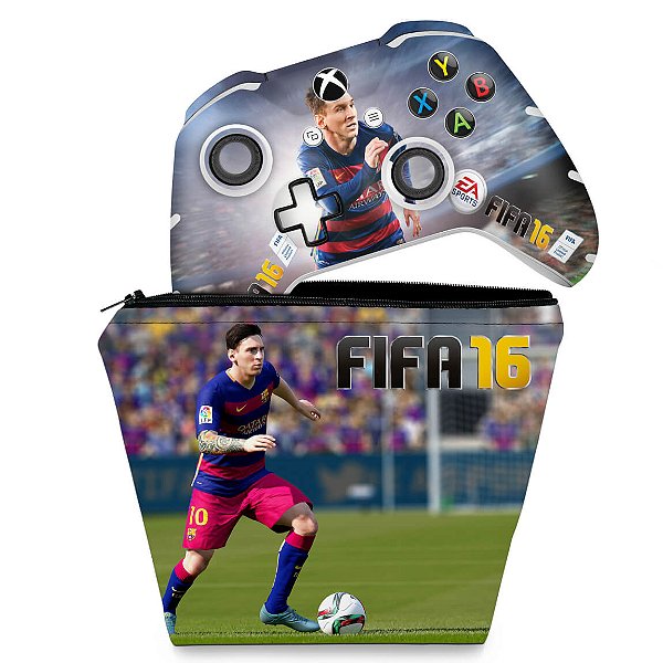 KIT Capa Case e Skin Xbox One Slim X Controle - FIFA 16