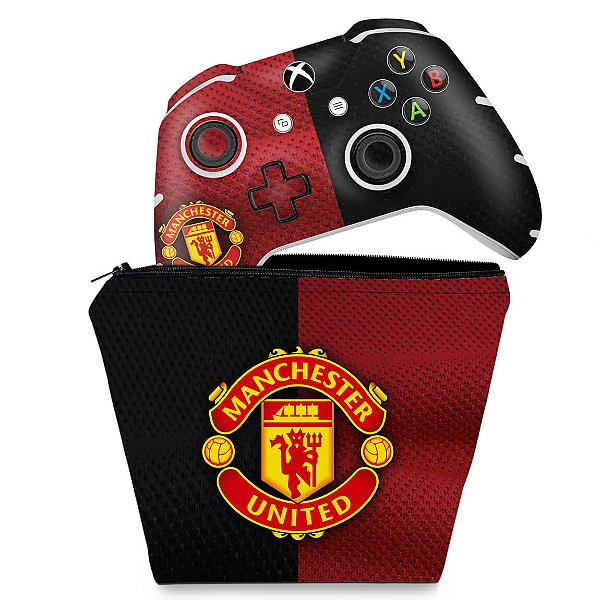 KIT Capa Case e Skin Xbox One Slim X Controle - Manchester United
