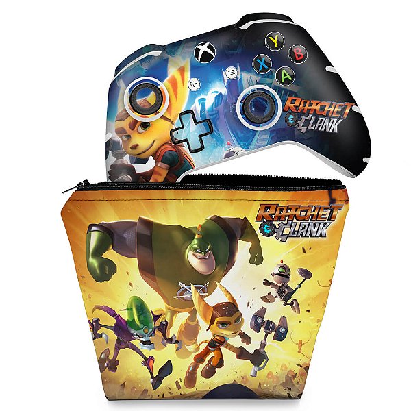 KIT Capa Case e Skin Xbox One Slim X Controle - Ratchet and Clank