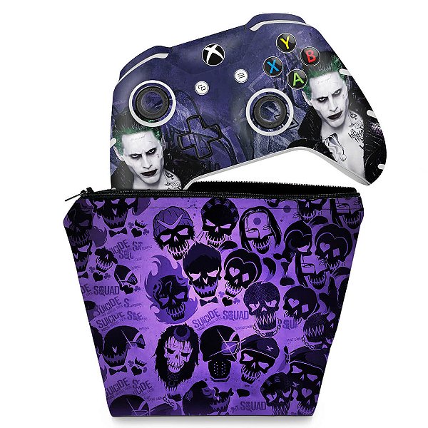 KIT Capa Case e Skin Xbox One Slim X Controle - Esquadrão Suicida #D