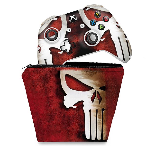 KIT Capa Case e Skin Xbox One Slim X Controle - The Punisher Justiceiro