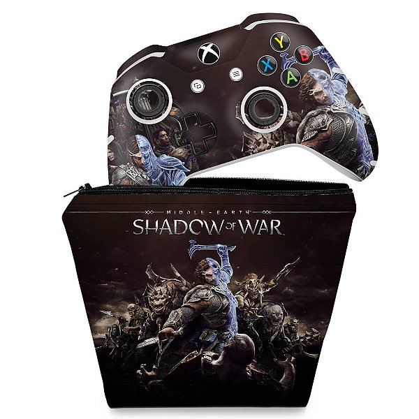 KIT Capa Case e Skin Xbox One Slim X Controle - Shadow of War