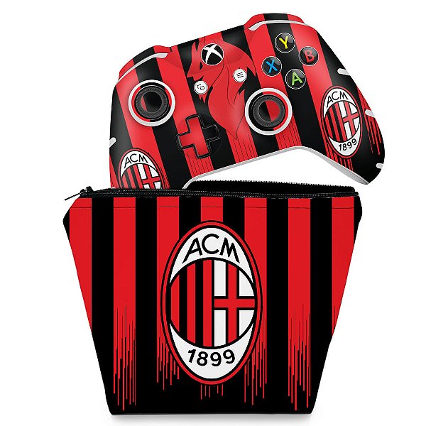 KIT Capa Case e Skin Xbox One Slim X Controle - AC Milan