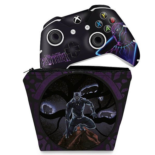 KIT Capa Case e Skin Xbox One Slim X Controle - Pantera Negra
