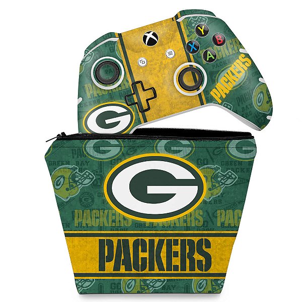KIT Capa Case e Skin Xbox One Slim X Controle - Green Bay Packers NFL