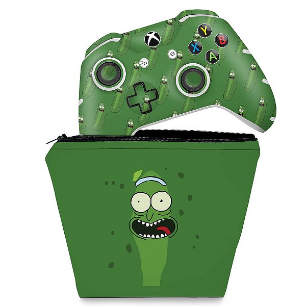 KIT Capa Case e Skin Xbox One Slim X Controle - Pickle Rick and Morty