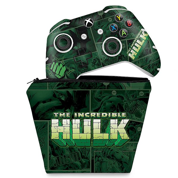 KIT Capa Case e Skin Xbox One Slim X Controle - Hulk Comics