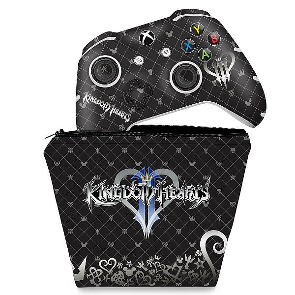 KIT Capa Case e Skin Xbox One Slim X Controle - Kingdom Hearts 3 III