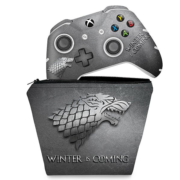 KIT Capa Case e Skin Xbox One Slim X Controle - Game Of Thrones Stark