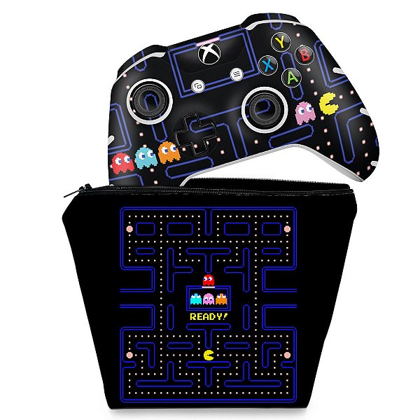 KIT Capa Case e Skin Xbox One Slim X Controle - Pac Man