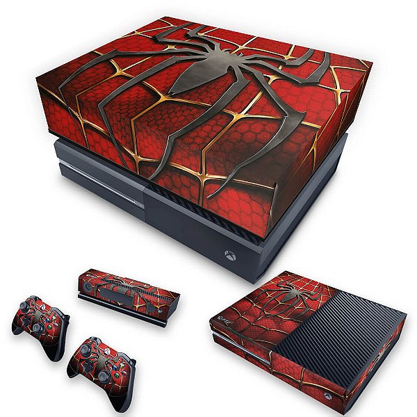 KIT Xbox One Fat Skin e Capa Anti Poeira - Spider Man - Homem Aranha