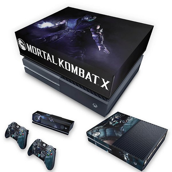 KIT Xbox One Fat Skin e Capa Anti Poeira - Mortal Kombat X - Subzero