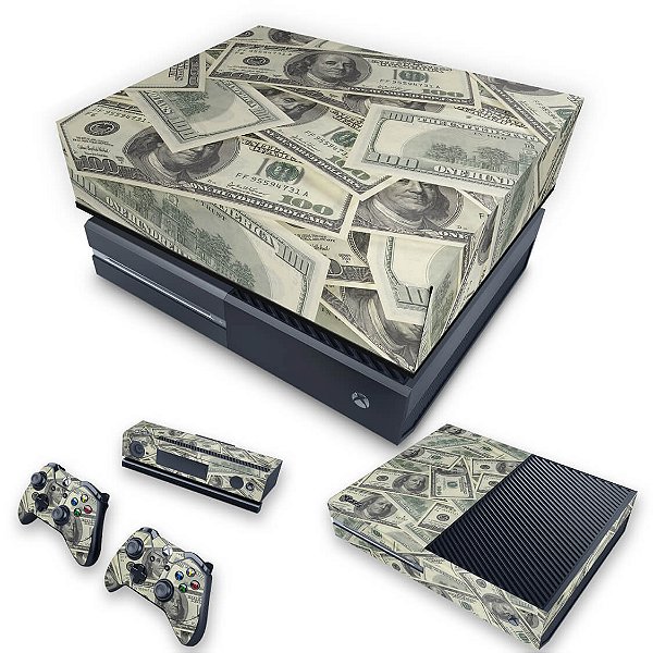 KIT Xbox One Fat Skin e Capa Anti Poeira - Dollar Money Dinheiro