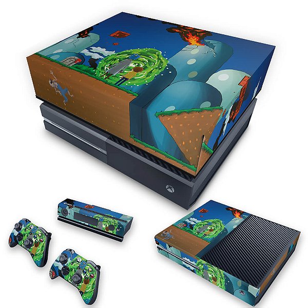 KIT Xbox One Fat Skin e Capa Anti Poeira - Rick And Morty Mario