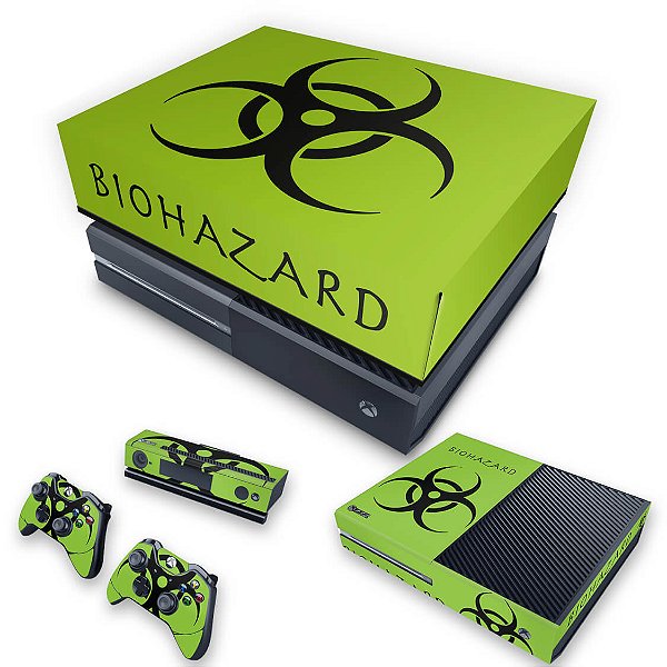 KIT Xbox One Fat Skin e Capa Anti Poeira - Biohazard Radioativo