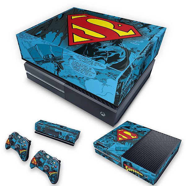 KIT Xbox One Fat Skin e Capa Anti Poeira - Super Homem Superman Comics