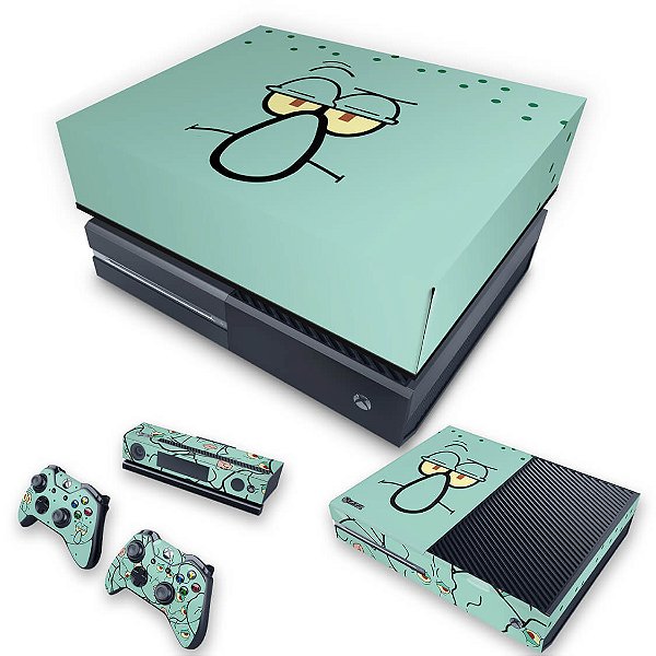 KIT Xbox One Fat Skin e Capa Anti Poeira - Lula Molusco Bob Esponja