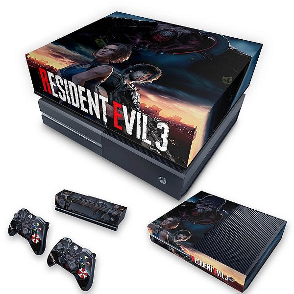 KIT Xbox One Fat Skin e Capa Anti Poeira - Resident Evil 3 Remake