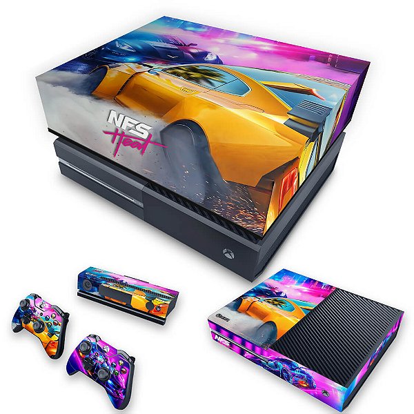KIT Xbox One Fat Skin e Capa Anti Poeira - Need For Speed Heat