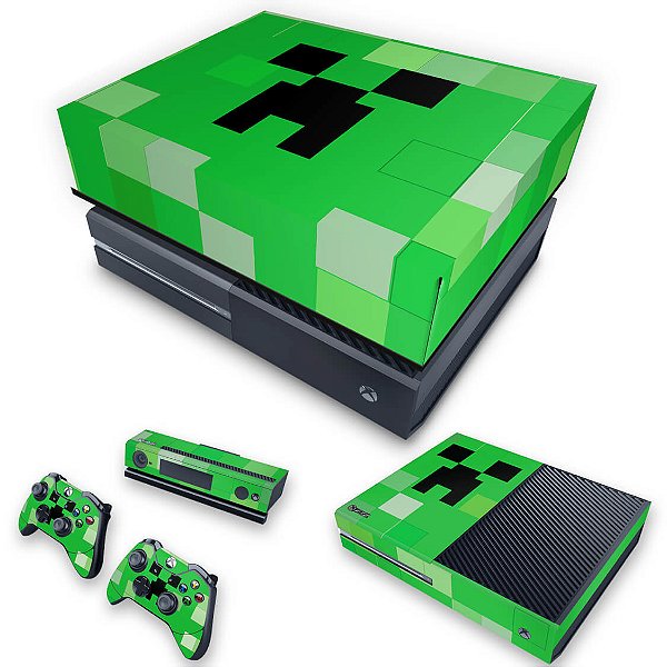 KIT Xbox One Fat Skin e Capa Anti Poeira - Creeper Minecraft