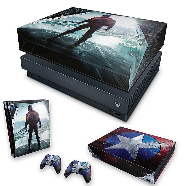 KIT Xbox One X Skin e Capa Anti Poeira - Capitão America