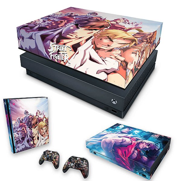 KIT Xbox One X Skin e Capa Anti Poeira - Street Fighter