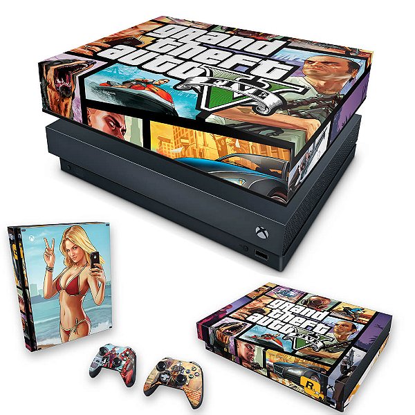 KIT Xbox One X Skin e Capa Anti Poeira - GTA V