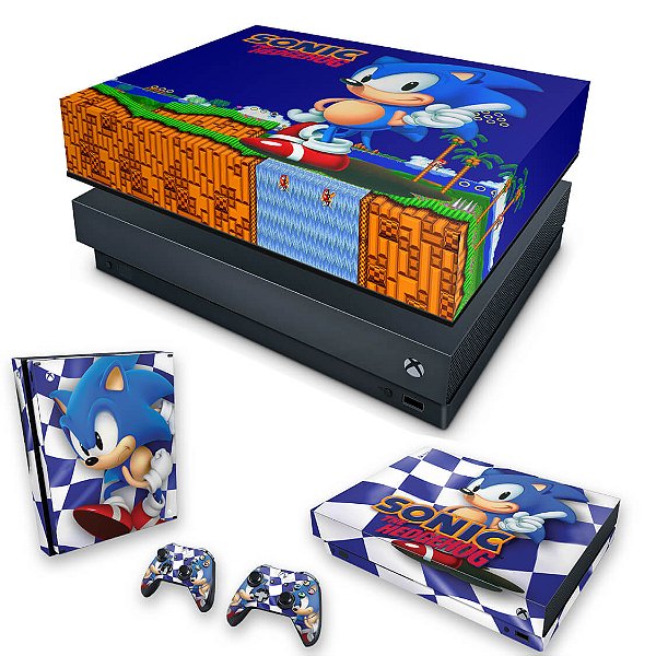 KIT Xbox One X Skin e Capa Anti Poeira - Sonic The Hedgehog