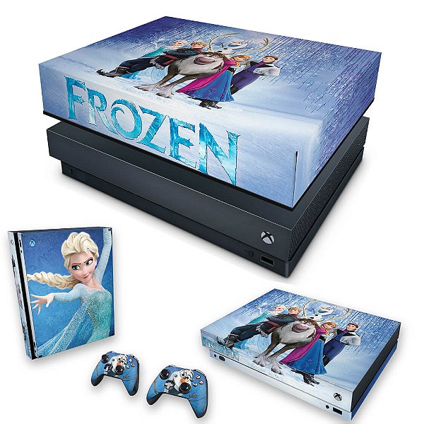 KIT Xbox One X Skin e Capa Anti Poeira - Frozen