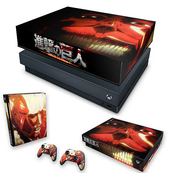KIT Xbox One X Skin e Capa Anti Poeira - Attack on Titan #B