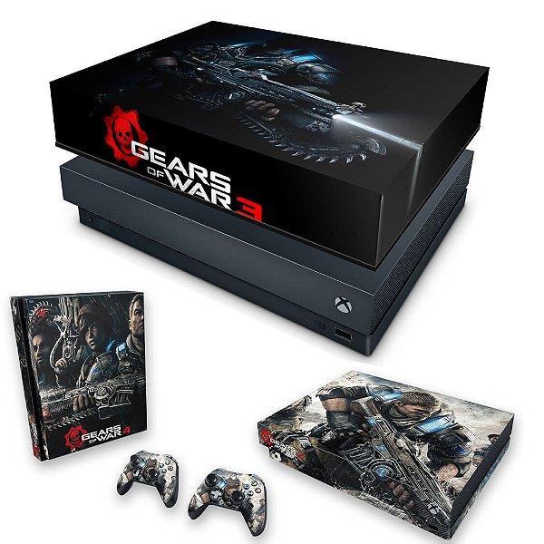 KIT Xbox One X Skin e Capa Anti Poeira - Gears of War 4