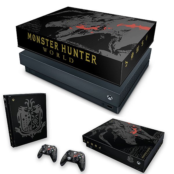 KIT Xbox One X Skin e Capa Anti Poeira - Monster Hunter Edition