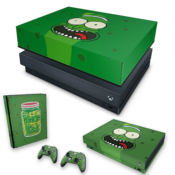 KIT Xbox One X Skin e Capa Anti Poeira - Pickle Rick and Morty
