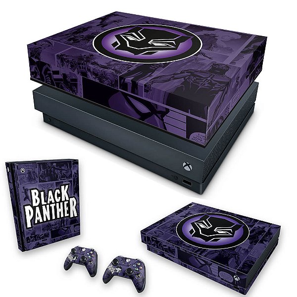 KIT Xbox One X Skin e Capa Anti Poeira - Pantera Negra Comics