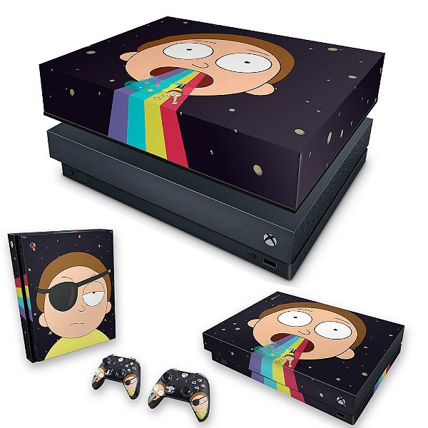 KIT Xbox One X Skin e Capa Anti Poeira - Morty Rick and Morty