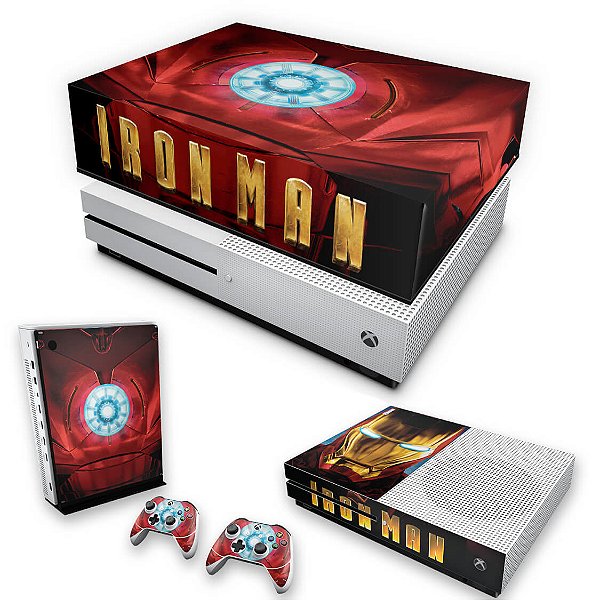 KIT Xbox One S Slim Skin e Capa Anti Poeira - Iron Man - Homem de Ferro