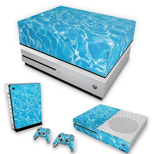 KIT Xbox One S Slim Skin e Capa Anti Poeira - Aquático Água