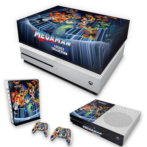 KIT Xbox One S Slim Skin e Capa Anti Poeira - Megaman Legacy Collection