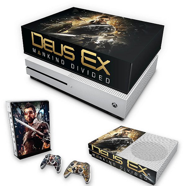 KIT Xbox One S Slim Skin e Capa Anti Poeira - Deus Ex: Mankind Divided