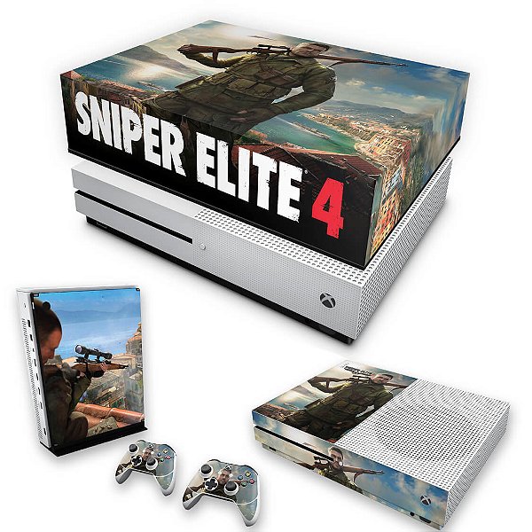 KIT Xbox One S Slim Skin e Capa Anti Poeira - Sniper Elite 4