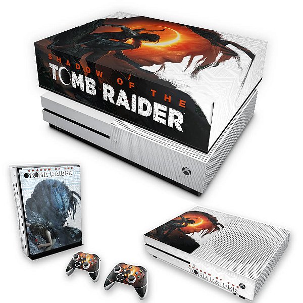 KIT Xbox One S Slim Skin e Capa Anti Poeira - Shadow Of The Tomb Raider