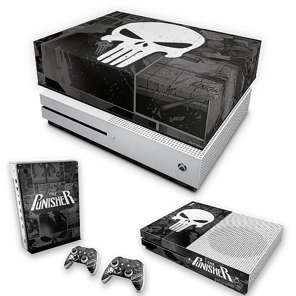 KIT Xbox One S Slim Skin e Capa Anti Poeira - The Punisher Justiceiro Comics