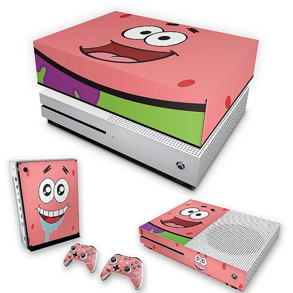 KIT Xbox One S Slim Skin e Capa Anti Poeira - Patrick Bob Esponja