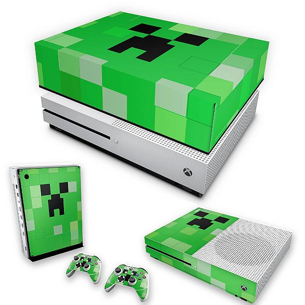 KIT Xbox One S Slim Skin e Capa Anti Poeira - Creeper Minecraft