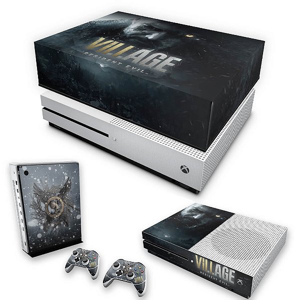 KIT Xbox One S Slim Skin e Capa Anti Poeira - Resident Evil Village