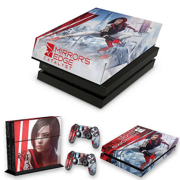 KIT PS4 Fat Skin e Capa Anti Poeira - Mirror'S Edge Catalyst