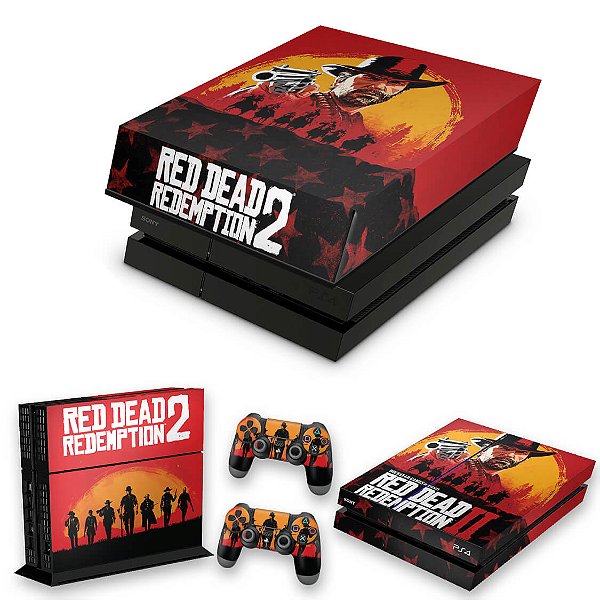 KIT PS4 Fat Skin e Capa Anti Poeira - Red Dead Redemption 2